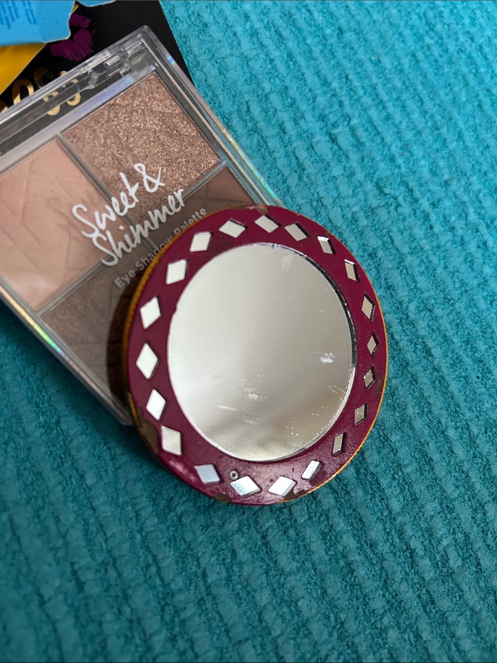 ULTA Beauty Eyeshadow Palette with Pink & Black Accents /art Deco compact Mirror - Picture 6 of 6